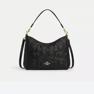 Coach Laurel Shoulder Bag in Signature Leather - Black/Gold - EUC